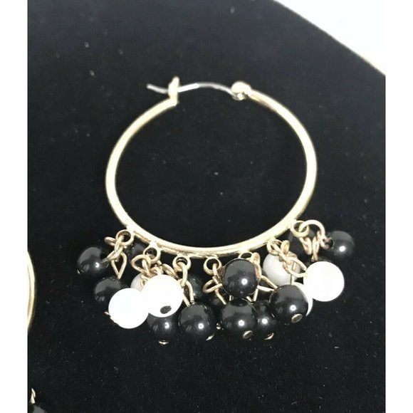 Party Earrings Black And White Goldtone‎ Super Cute - Picture 3 of 3